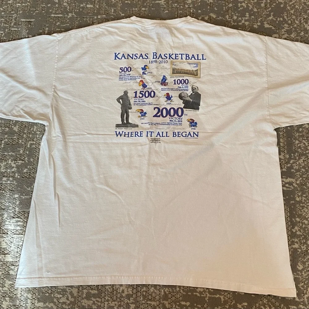 Kansas Jayhawks 2000 All Time‎ Victories Shirt Men’s Size 2XL Color White